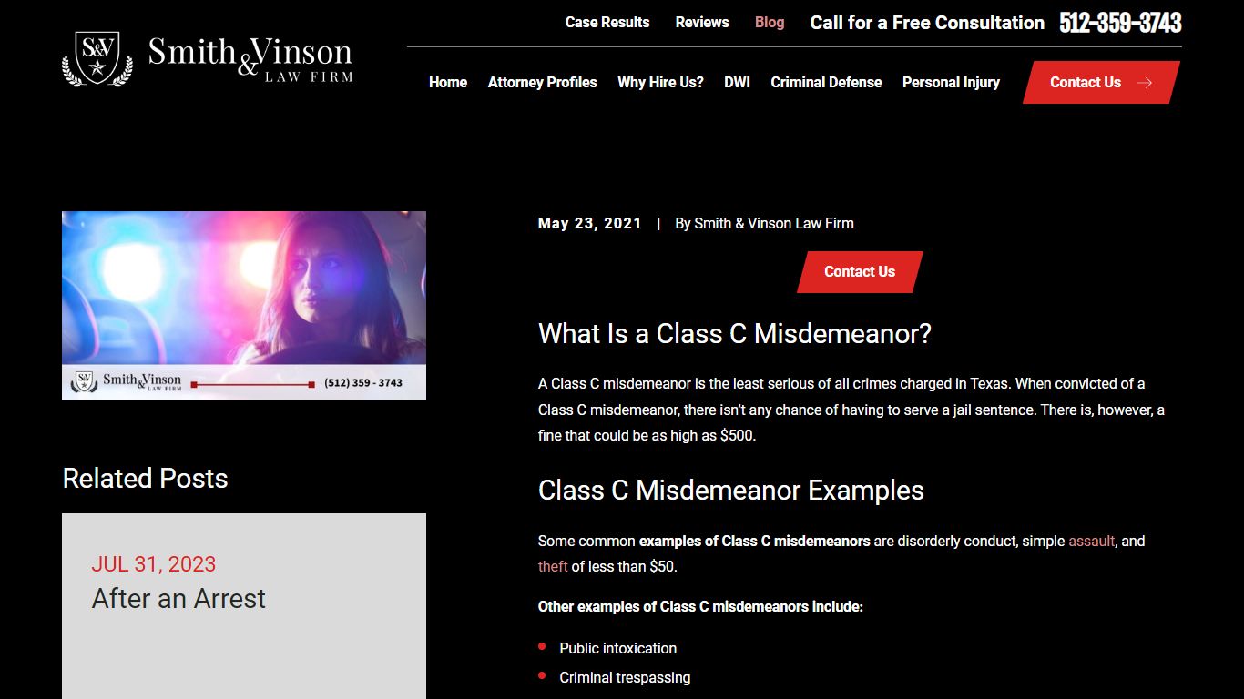 How Serious is a Class C Misdemeanor in Texas? - Smith & Vinson Law Firm